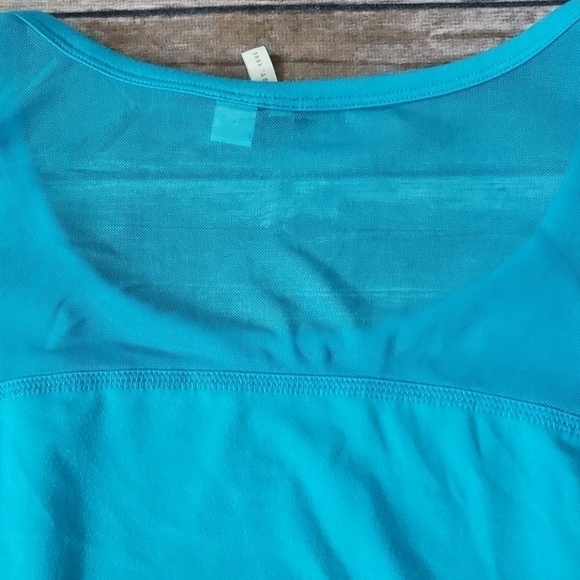 Cato turquoise cap sleeve mesh insert top - Picture 4 of 9